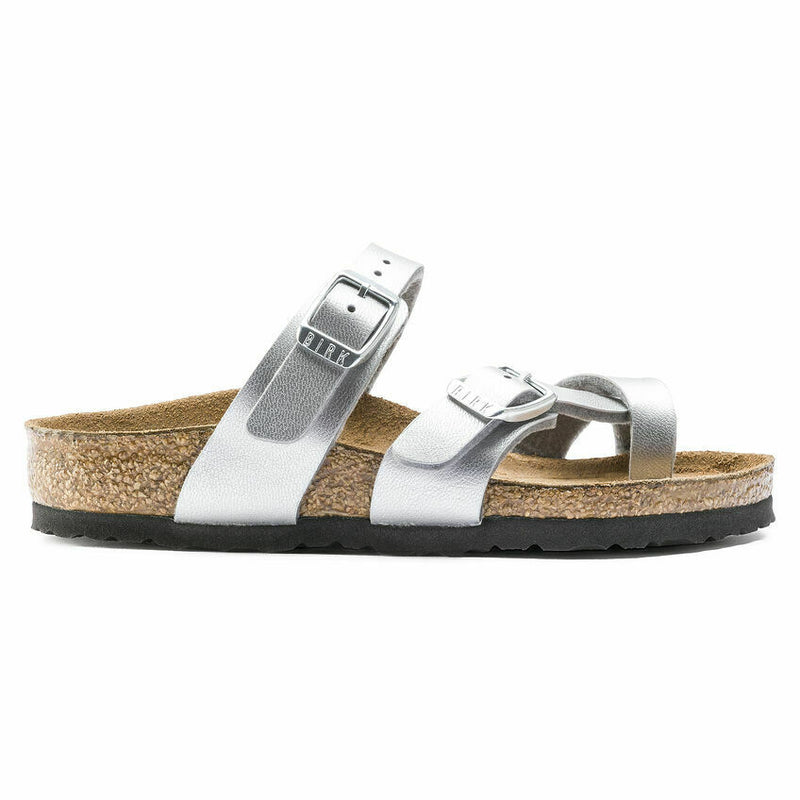 BIRKENSTOCK KIDS MAYARI METALLIC SILVER BIRKO FLOR NARROW WIDTH 26-34 EU 1014178