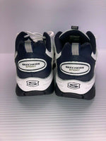 NEW SKECHERS MEN'S AFTERBURN SNEAKERS WHITE/NAVY BLUE sz 10EW FREE SHIP 50081EW