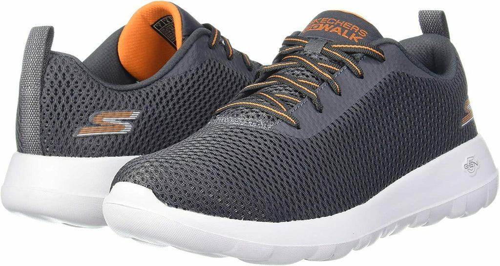 SKECHERS MENS GO WALK MAX SNEAKERS CHARCOAL ORANGE sz 11 SHOES FREE SHIP