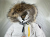 PARAJUMPERS WOMENS LONG BEAR DOWN JACKET PARKA INSULATED FUR HOOD SILVER GREY