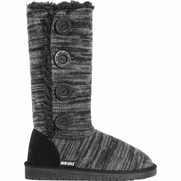 MUK LUKS WOMEN'S LIZA MID CALF WINTER FLAT BOOTS sz 10 EBONY MARL 16759 002