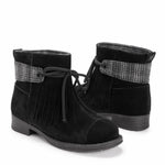 MUK LUKS WOMEN'S LYNSEY FRINGES PULL ON FASHION BOOT sz 8 BLACK 1000047001-7