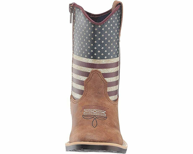 M&F WESTERN KIDS TWISTER JACOB PATRIOTIC BOOT sz 2 KIDS TAN / USA FLAG 446000108