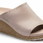 BIRKENSTOCK NAMICA RIVET WEDGE HEEL MULE SANDAL ROSE STONE GREEN NUBUCK PAPILLIO