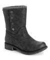 MUK LUKS WOMEN'S CRUMPET HEEL METAL SNAPS STUD FASHION BOOT sz 8 BLACK 16659 001