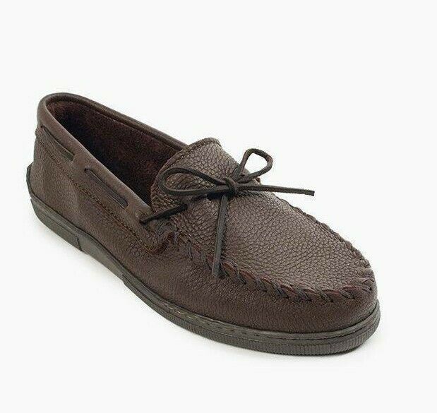 NEW MINNETONKA MOOSEHIDE CLASSIC SHOE LOAFER MOCCASIN DRIVER MENS CHOCOLATE