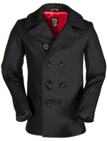 NEW MENS SCHOTT NYC ORIGINAL PEACOAT LINED MELTON WOOL NAVY 740C FREE SHIP