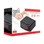 NEW SUPERSONIC DUAL ALARM CLOCK RADIO USB CHARGING PORT BLACK