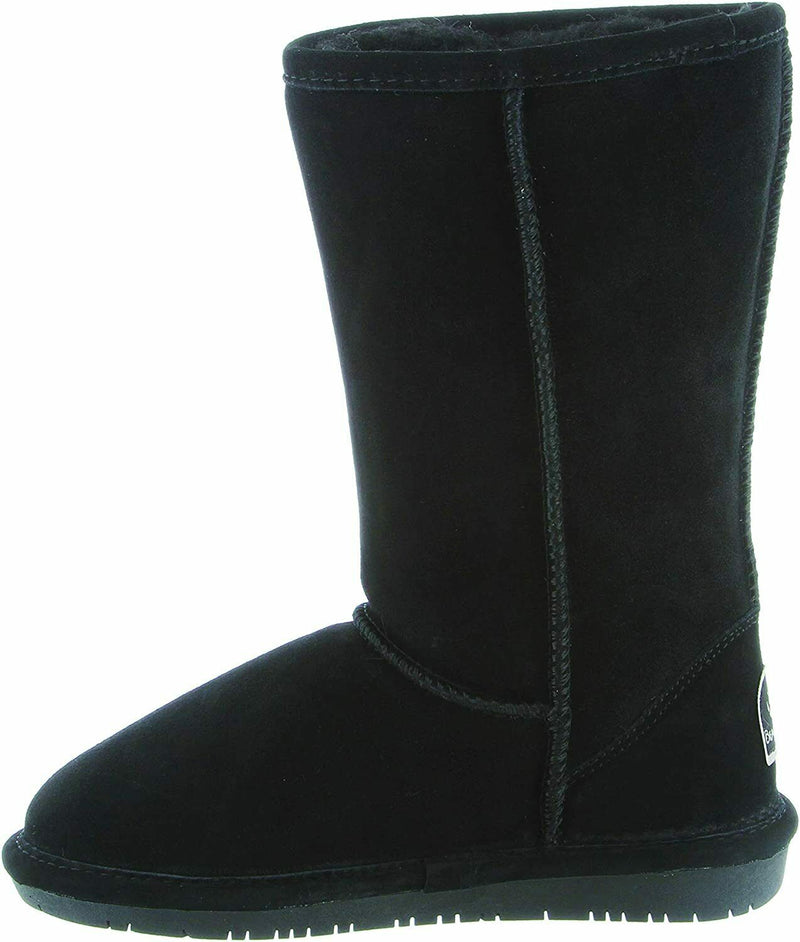 BEARPAW EMMA TALL YOUTH SHEEPSKIN GIRLS BOOTS SUEDE sz 5 M BLACK II 618Y