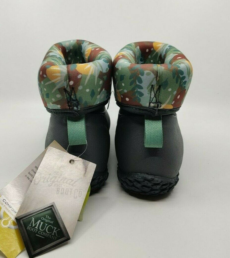 MUCK WOMEN MUCKSTER II MID RUBBER BOOTS GRAY FLORAL GREEN VEGGIE WATERPROOF