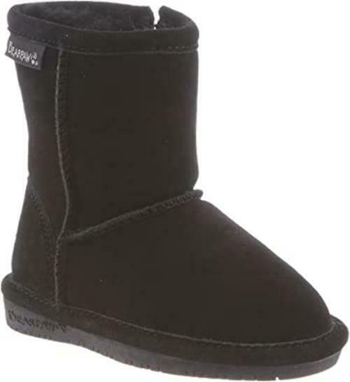 BEARPAW KIDS EMMA TODDLER ZIPPER MID CALF SUEDE SNOW BOOTS sz 8 M BLACK 608TZ