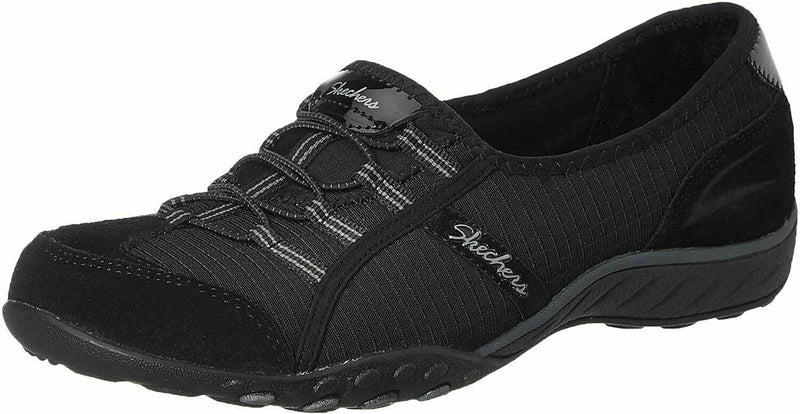 SKECHERS WOMEN'S BREATHE EASY ALLURE FASHION SPORT SNEAKERS sz 7.5 BLACK 22535