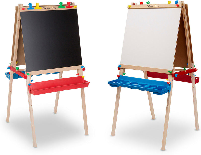 Melissa & Doug Deluxe Standing Art Easel Wood Dry Erase Chalkboard Adjustable