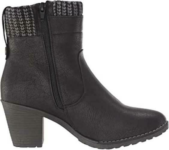 MUK LUKS WOMEN'S GAIL KNIT CUFF HEEL ANKLE FASHION BOOT sz 7 BLACK 1000010 001