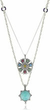 LUCKY BRAND INDIAN DOUBLE DROP PENDANT NECKLACE 20" SILVER COLOR JLRU3347