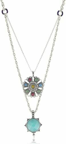 LUCKY BRAND INDIAN DOUBLE DROP PENDANT NECKLACE 20" SILVER COLOR JLRU3347