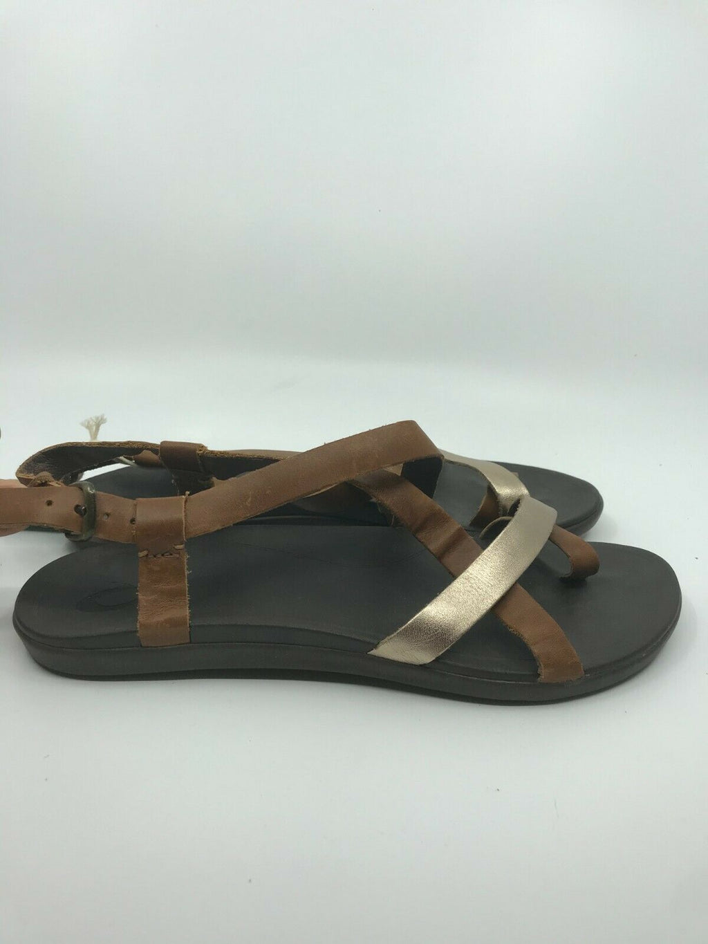 OLUKAI WOMEN 'UPENA LEATHER SLINGBACK SANDAL MUSTARD/BUBBLY SIZE 8 FREE SHIPPING