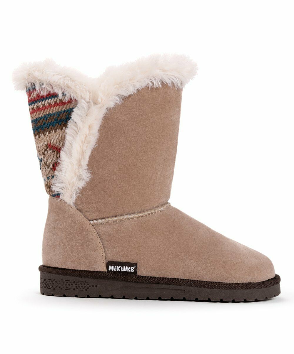 MUK LUKS WOMEN'S CAREY FLAT PULL ON FASHION BOOTS 11 PEARL MMOUSSE 10000014