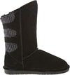 BEARPAW WOMEN'S BOSHIE KNIT & SUEDE WINTER SNOW BOOTS sz 11 M BLACK KNIT 1669W