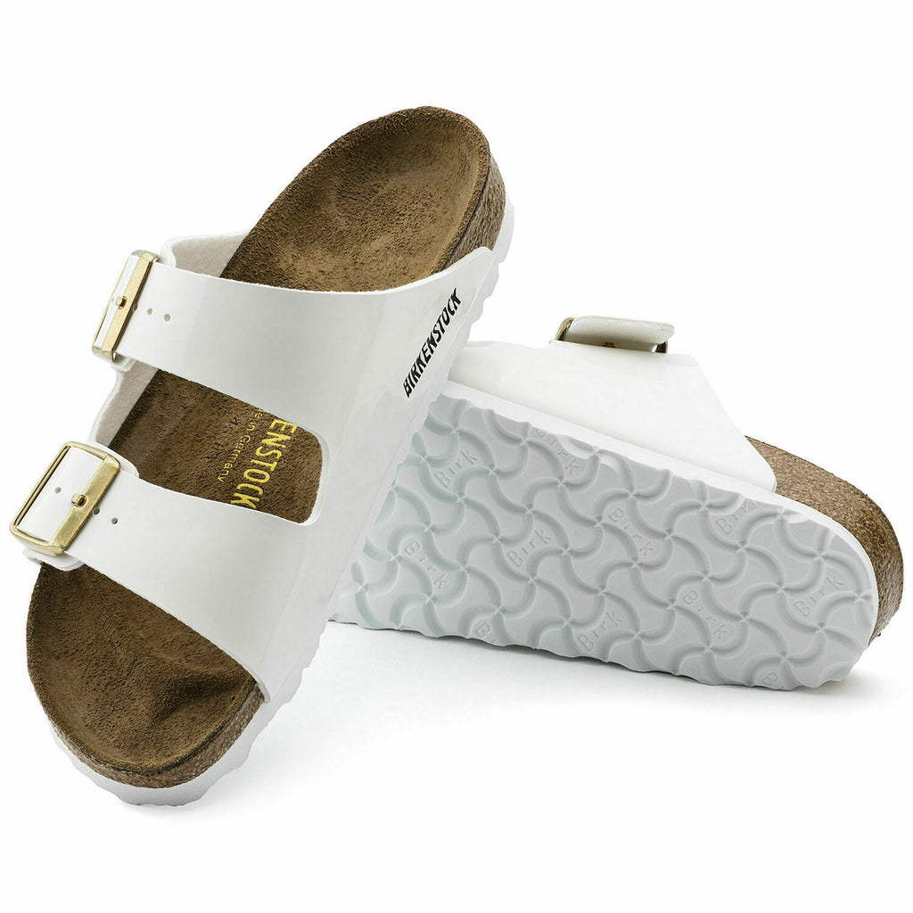 NEW BIRKENSTOCK WOMENS ARIZONA NARROW WIDTH SANDAL WHITE PATENT BIRKO 1005294