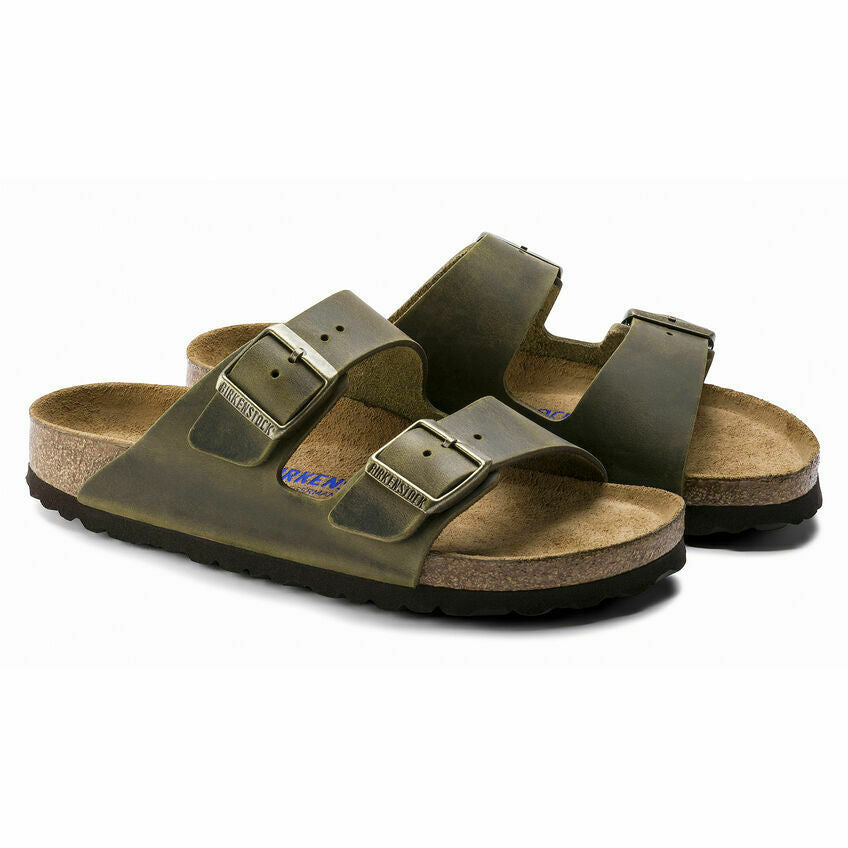 NEW BIRKENSTOCK WOMENS ARIZONA SANDAL NARROW SOFT FOOTBED JADE LEATHER 1014451