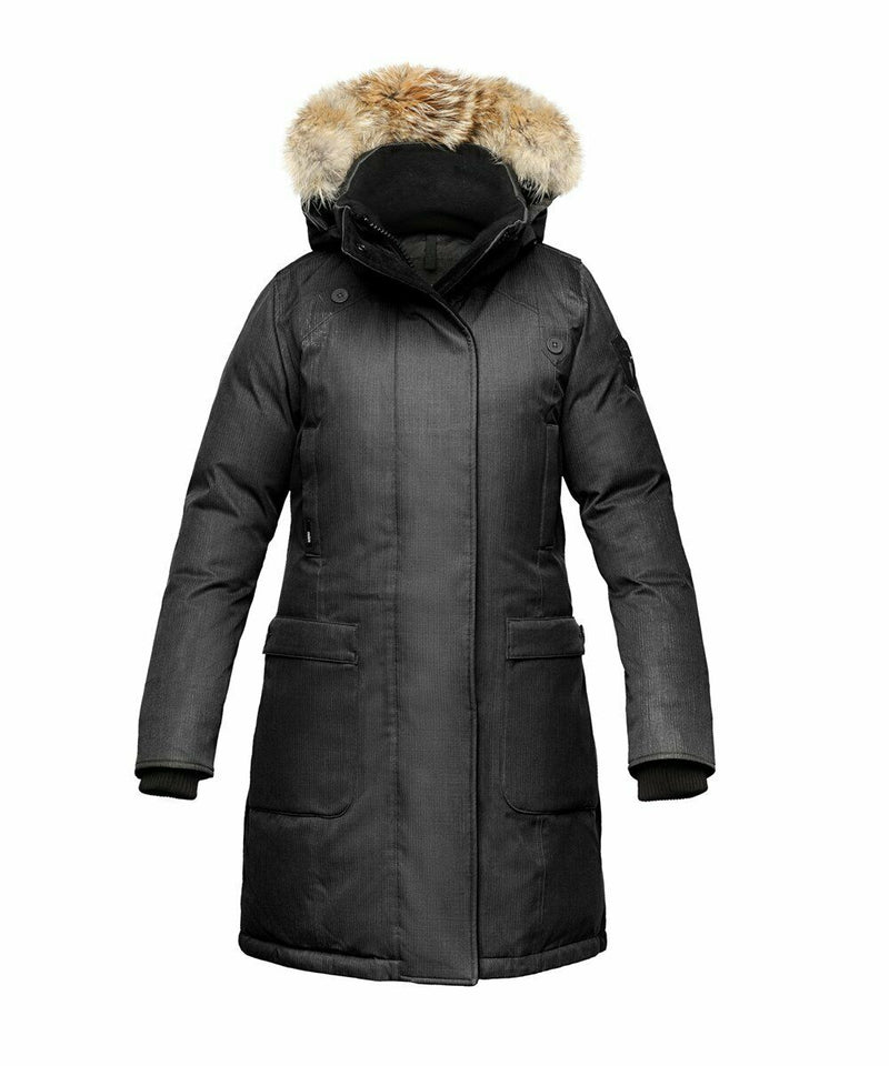 NEW NOBIS WOMENS Merideth DOWN PARKA JACKET BLACK JACKET WATERPROOF FUR HOOD