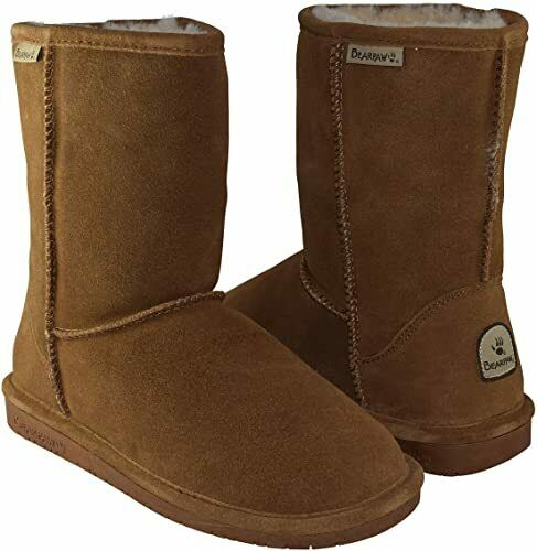 BEARPAW WOMEN'S EMMA SHORT SHEARLING PULL ON WINTER BOOTS sz 9 HICKORY 608W