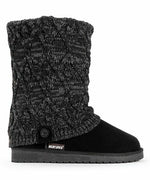 MUK LUKS WOMEN'S MODERN KNIT PULL ON FASHION BOOT sz 7 BLACK HEATHER 1000079 001