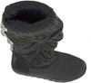 MUK LUKS WOMEN'S JAMIE CROCHETTE MID CALF FLAT KNIT BOOT sz 8 SOLID BLACK 17287