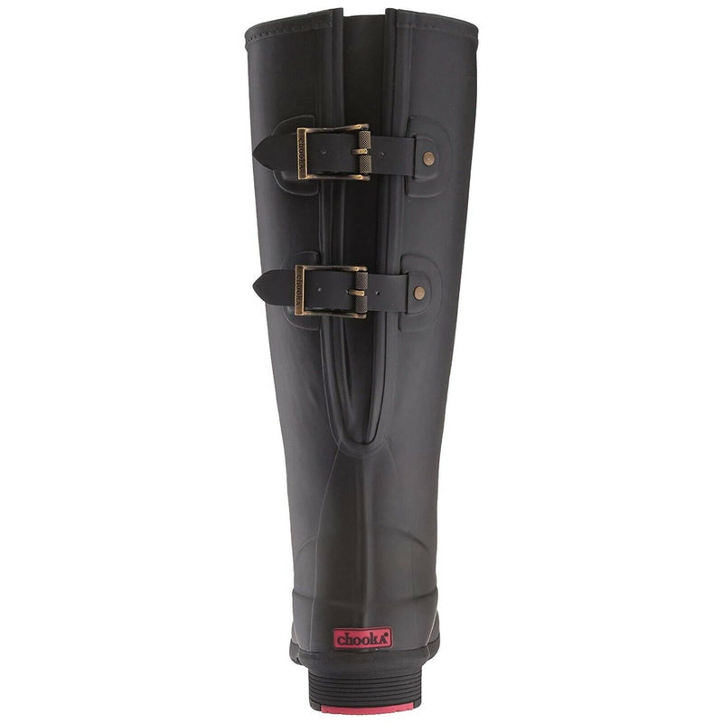 CHOOKA WOMENS VERSA TALL RAIN BOOT WIDE-CALF NAVY BLACK ADJUSTABLE WATERPROOF