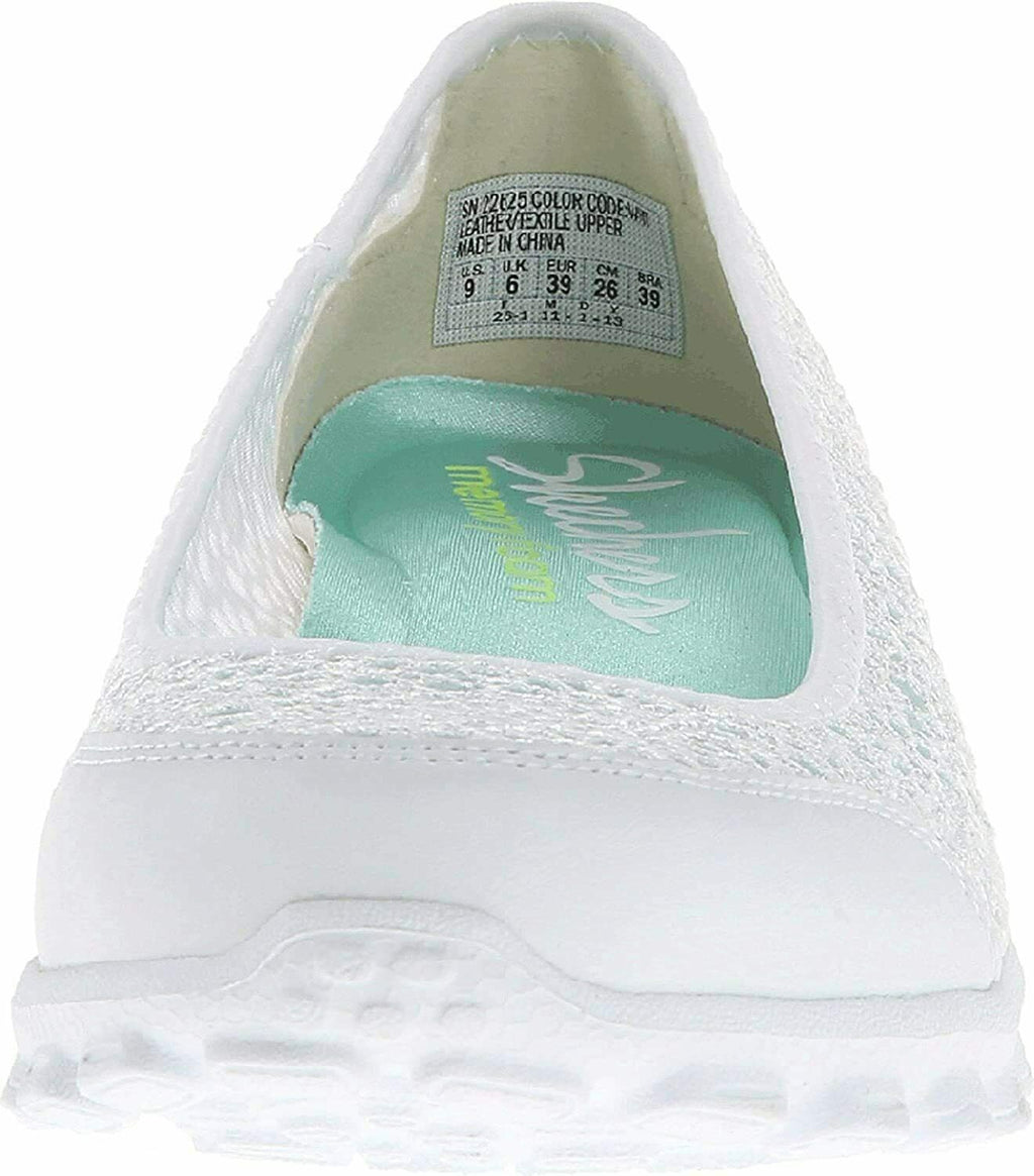 SKECHERS WOMEN'S EZ FLEX 2- SWEETPEA CASUAL SLIP-ON FLATS sz 9 EW WHITE 22625EW