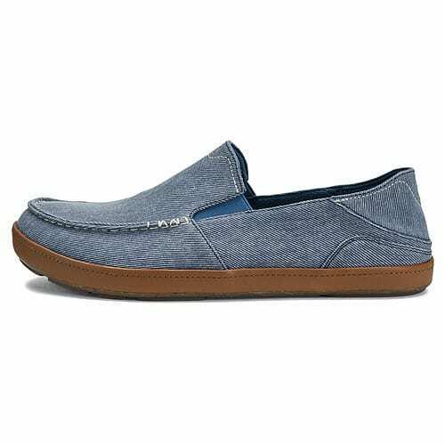 OLUKAI MENS PUHALU CANVAS COMFORT DROP IN HEEL CASUAL SHOE sz 10 VINTAGE INDIGO