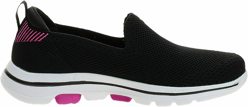 SKECHERS WOMEN'S GO WALK 5 PRIZED SLIP-ON COMFORT SHOE 8.5 W BLACK / PINK 15900W