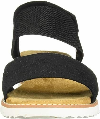 SKECHERS WOMEN'S BOBS DESERT KISS STRETCH STRAP FLAT SANDALS sz 8 W BLACK 31440W