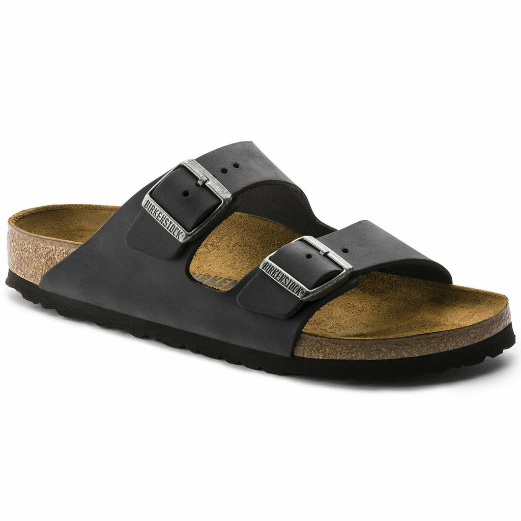 NEW BIRKENSTOCK WOMENS ARIZONA NARROW WIDTH SANDAL BLACK OILED LEATHER 552113