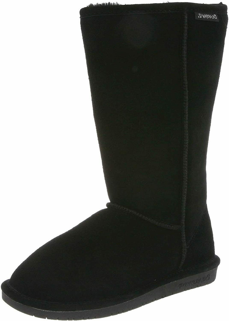 BEARPAW WOMEN'S EMMA TALL FASHION SHEEPSKIN PULL ON WINTER BOOTS 9 M BLACK 612W