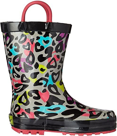 WESTERN CHIEF KIDS GROOVY LEOPARD GIRLS RAIN BOOTS sz 10 TODDLER BLACK 2410275B