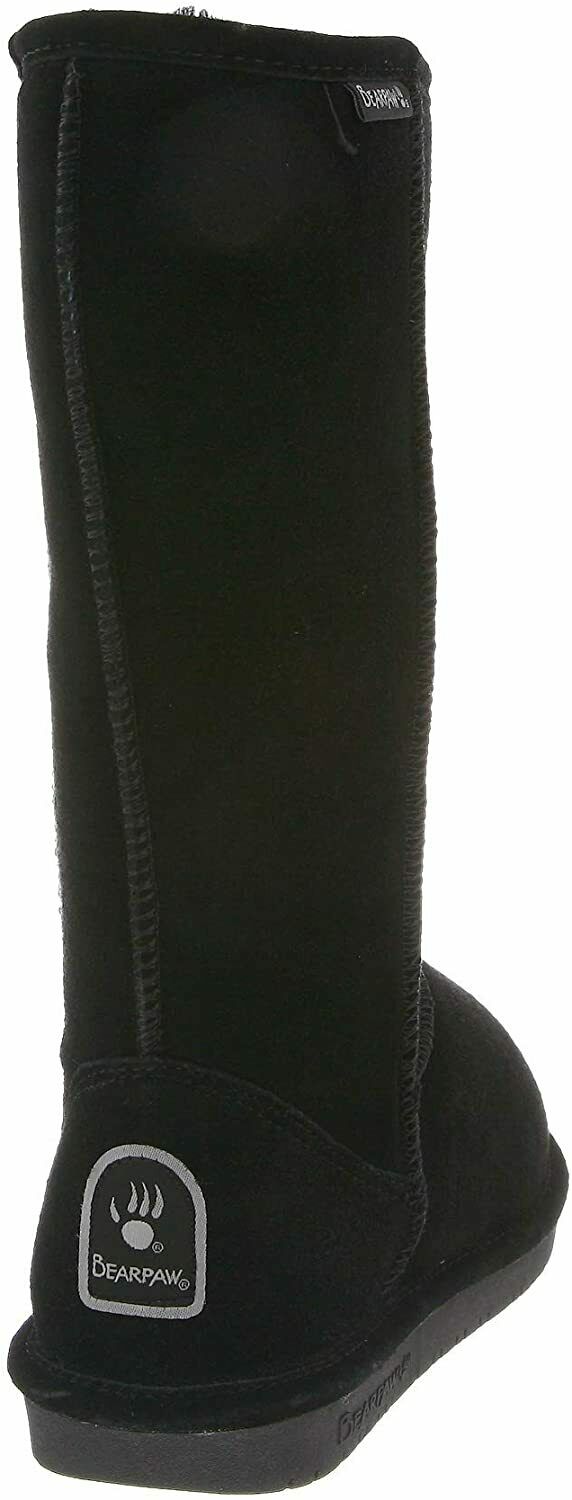 BEARPAW WOMEN'S EMMA TALL FASHION SHEEPSKIN PULL ON WINTER BOOTS 9 M BLACK 612W