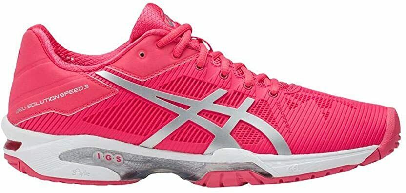 ASICS WOMEN'S GEL SOLUTION SPEED 3 TENNIS sz 8 ROUGE RED / SILVER / WHITE E650N