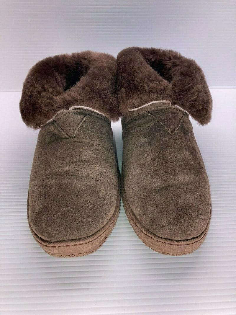 OLD FRIEND WOMEN'S SHIPSKIN LINING BOOTS SLIPPERS LIGHT BROWN sz 9 COZY WARM