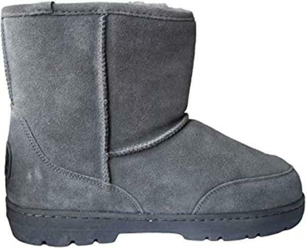 BEARPAW MEN'S PATRIOT SUEDE FAUX FUR SHORT SNOW BOOTS sz 8.5 M CHARCOAL 1693M