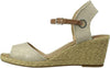 LUCKY BRAND WOMEN'S KYNDRA WEDGE TEXTILE SANDAL 6 M NATURAL PLATINUM LK-KYNDRA