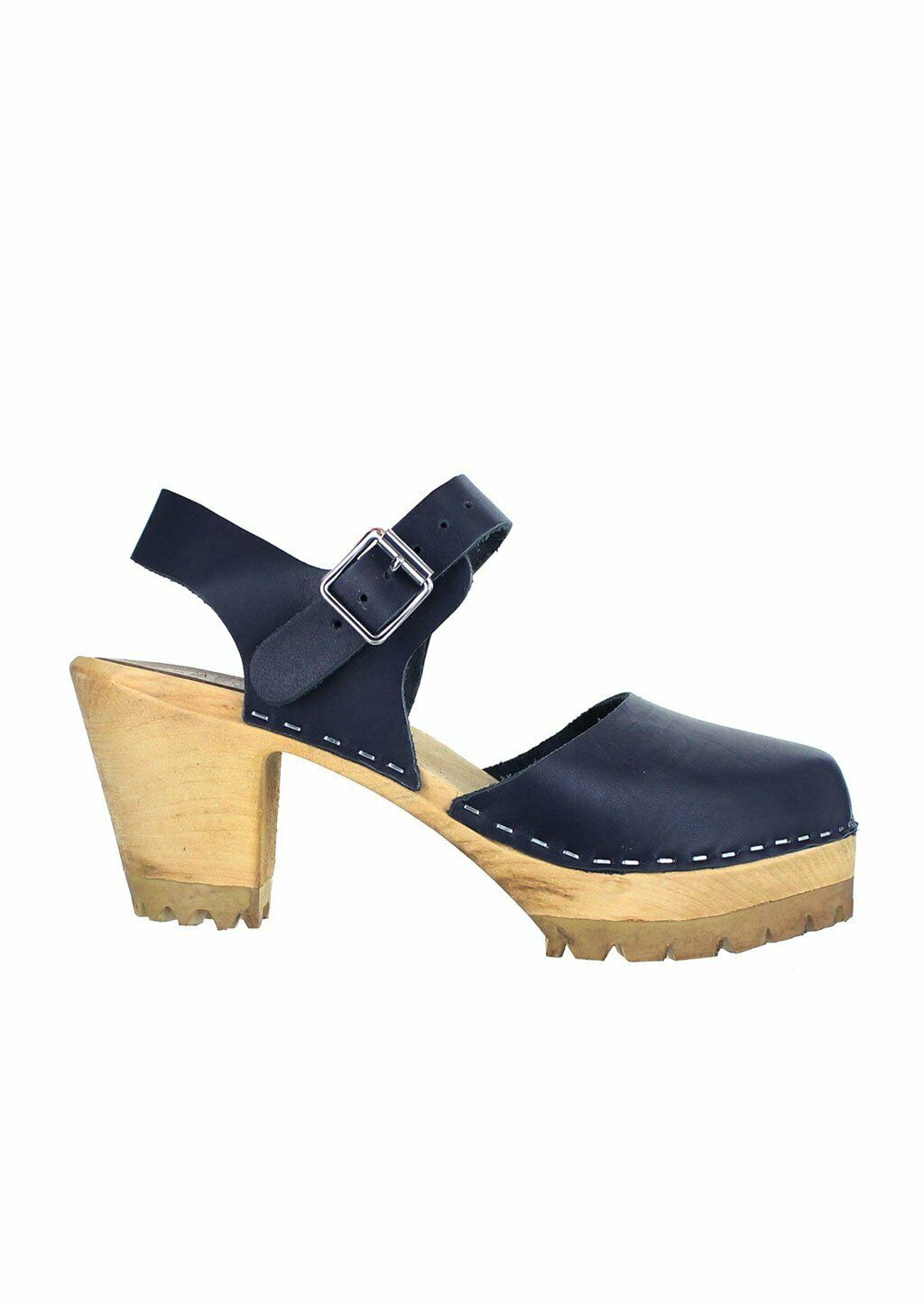 MIA WOMEN'S ABBA CLOG ISPIRED PLATFORM SANDALS LEATHER sz 9 M DARK BLUE SW400T