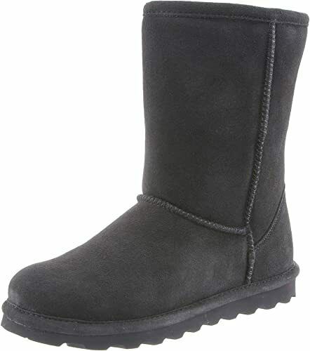 BEARPAW WOMEN'S ELLE SHORT SHEEPSKIN PULL ON WINTER BOOTS sz 10 M CHARCOAL