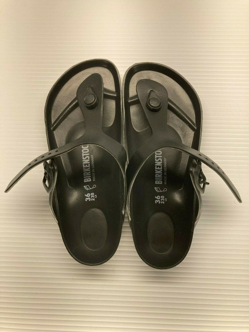 NEW BIRKENSTOCK WOMEN'S GIZEH EVA BLACK SANDALS 36 R FREE SHIP 0128201