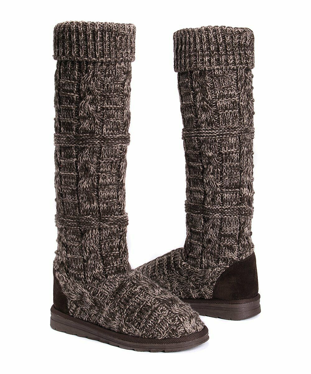 MUK LUKS WOMEN'S SHELLY CUFF TOP KNIT WARM SLIPPER BOOTS sz 7 JAVA MARL 16761