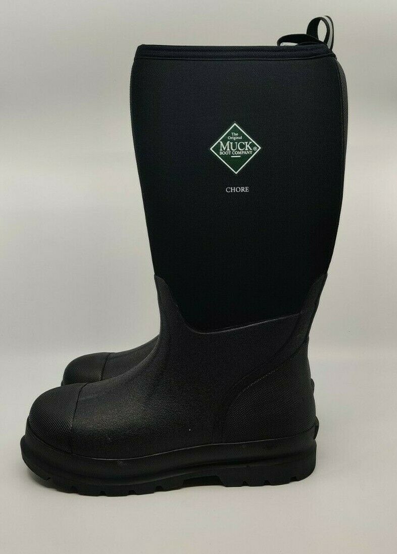 NEW MUCK MENS CHORE CLASSIC HI WATERPROOF WORK BOOTS BLACK FREE SHIPPING