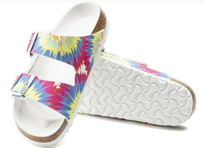 BIRKENSTOCK ARIZONA HEX TIE DYE MULTI GREY WOMENS BIRKO FLOR SANDAL NARROW FLAT