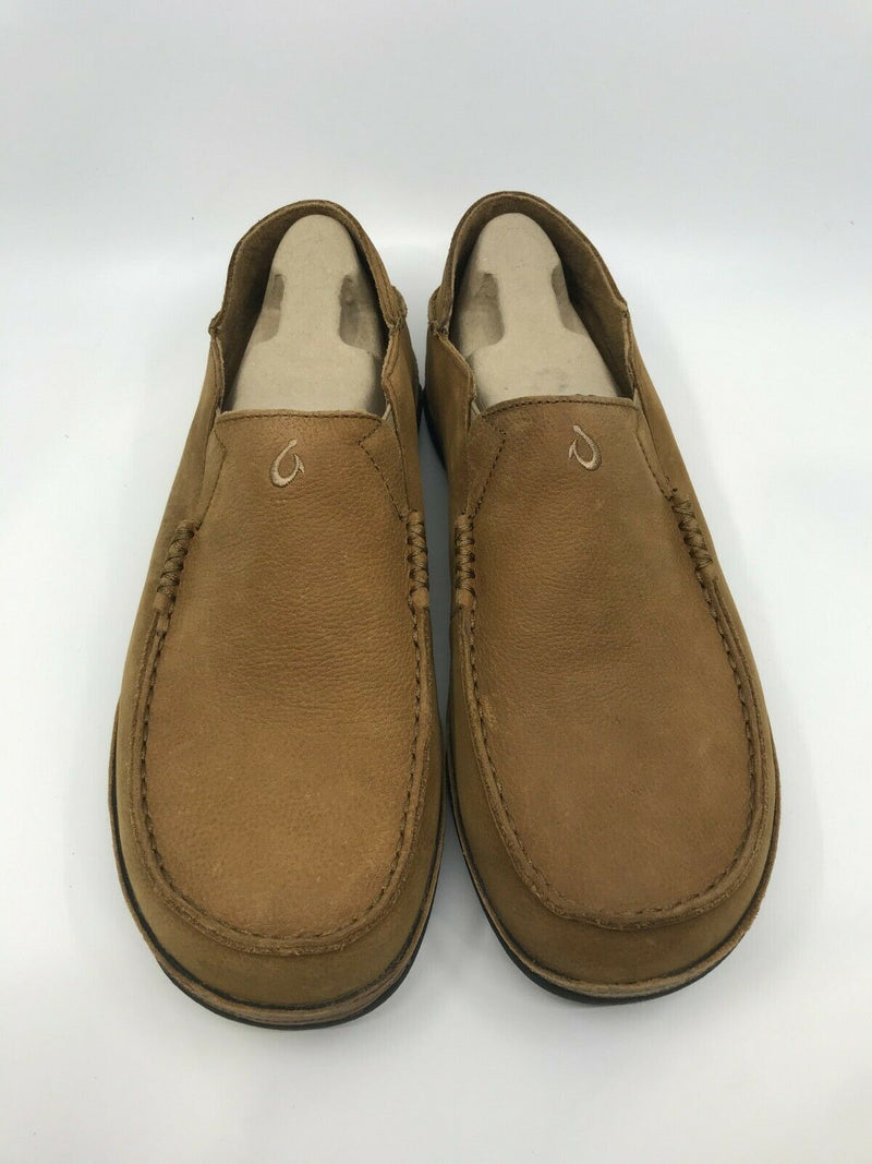 OLUKAI MENS MOLOA LEATHER SLIP-ON LEATHER SHOES TOFFEE TOBACCO SZ 9-13 FREE SHIP