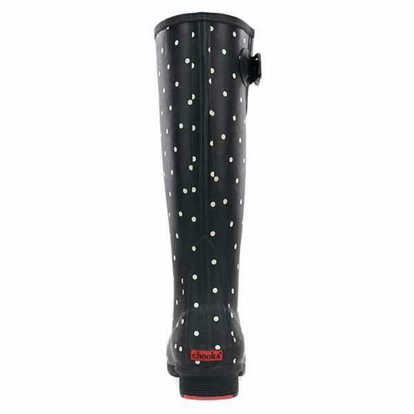 NEW CHOOKA WOMENS DOT BLANC TALL WP RAIN BOOT BLACK SIZES 5-11 FREE SHIPPING